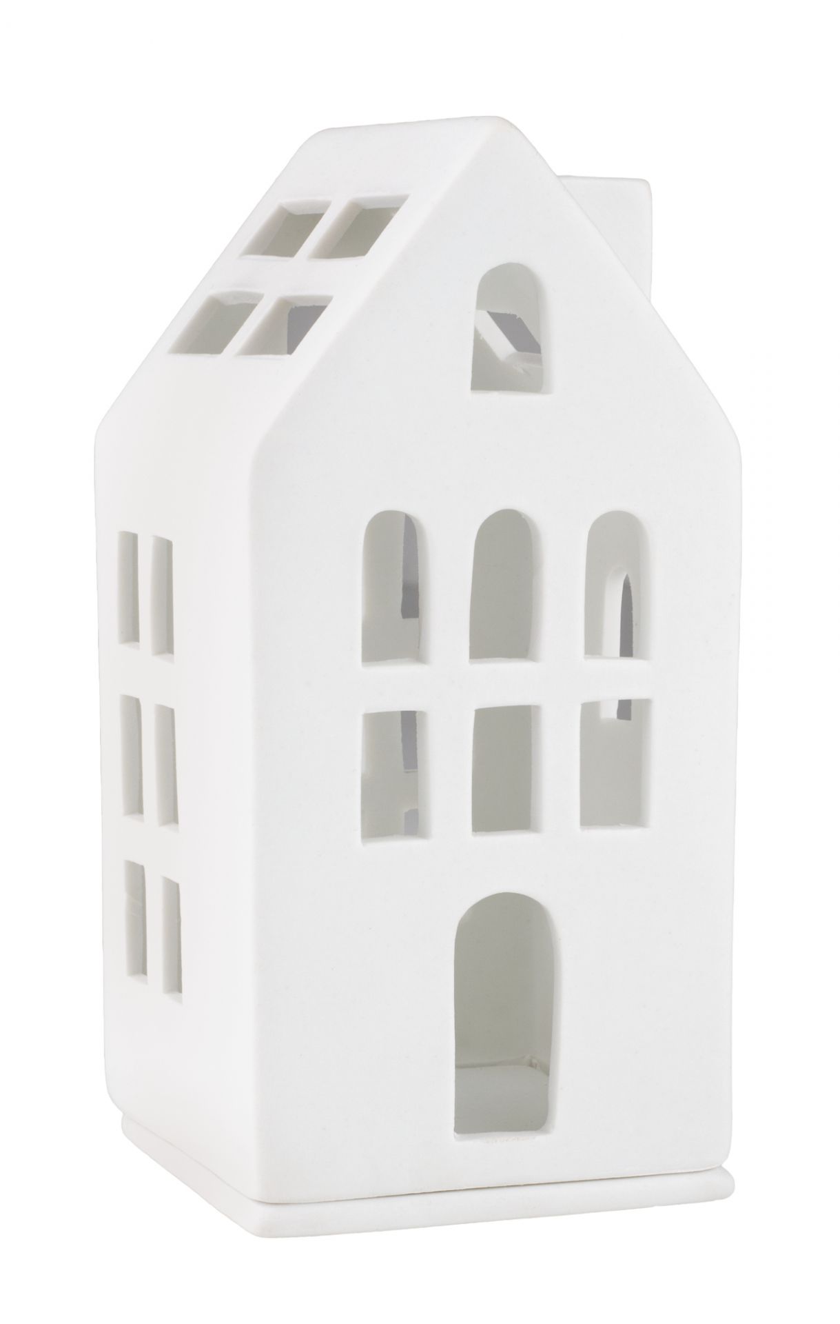 Weißes Mini Lichthaus im Gästehaus-Stil von Räder, dekoratives Wohnaccessoire für stimmungsvolle Beleuchtung.